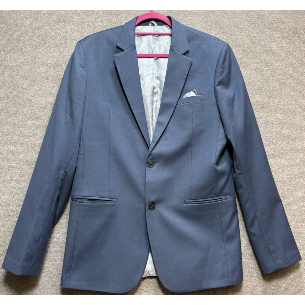 Women's Fitted Blazer Jacket BeBe Blue Two Button Business Career Pockets GUC